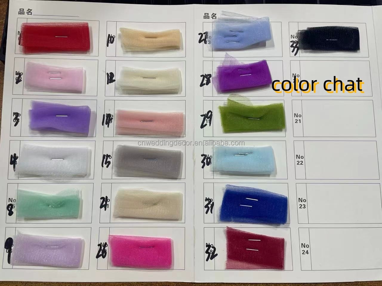 Tableau des couleurs de maille