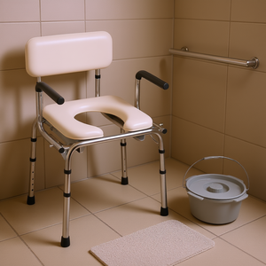 Inodoro portátil para adultos con capacidad para 350 libras, altura ajustable en 7 niveles, con cubeta extraíble y soporte para la espalda. - Product Image 2