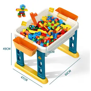 मल्टीफंक्शन बच्चों प्लास्टिक ब्लॉक खिलौना गतिविधि टेबल स्टोरेज बॉक्स बिल्डिंग ब्लॉक के साथ संगत लेगोंगलिस महल खिलौना उपहार
