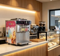 Staande ijsmachine met drie spuitmonden, digitale bediening, roestvrij staal, commercieel, voor softijs en frozen yoghurt
