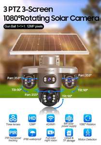 Nuevo V380 4mp Outdoor 3 lentes PTZ Detección de movimiento Seguimiento automático Wifi Cámara Solar Baja potencia Cctv Sistema de seguridad 4G Cámara - Product Image 6