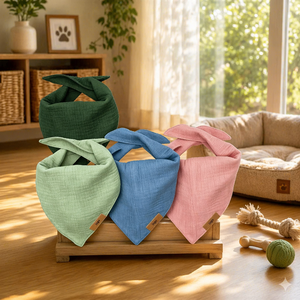 Bandana per Cani Personalizzata con Logo, in Cotone a Quadri, Regolabile, Viola e Marrone, Pronta per la Spedizione, Basso MOQ, Traspirante e Leggera - Product Image 1
