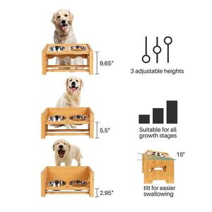 Comedero de Madera de Bambú con Logotipo Personalizado para Mascotas, Perros y Gatos, Comedero de Acero Inoxidable para Viajes, Bebedero para Mascotas, Tazones de Madera para Perros con Soporte - Product Image 6