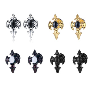 Pendientes de Espada Cruzada de Acero Inoxidable, Estilo Punk, Accesorios de Moda para Hombre, Engaste Ovalado, Color Negro, Blanco, Dorado y Plateado - Product Image 1
