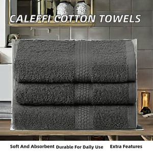 Ensemble de serviettes de bain Caleffi 3 x 40 x 60 cm, 100% coton doux et absorbant, couleur unie, pour salle de bain, visage, usage quotidien, serviettes de bidet, serviettes durables - Product Image 2