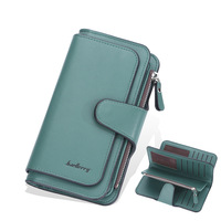 Portefeuille long de luxe pour femme, style coréen, avec fermeture éclair, boucle et multiples emplacements pour cartes, en cuir PU, pochette porte-monnaie PC