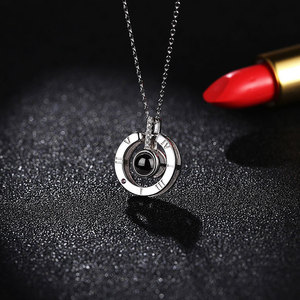 2020 Nuevo S925 Plata de ley 100 Idiomas Te amo Collar de proyección de explosión Mujer Colgante Joyas Cadena de clavícula - Product Image 3