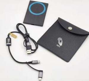 Petite pochette en PU recyclé avec NFC et gravure laser, étui magnétique pour câbles, organiseur portable écologique pour usage quotidien - Product Image 2