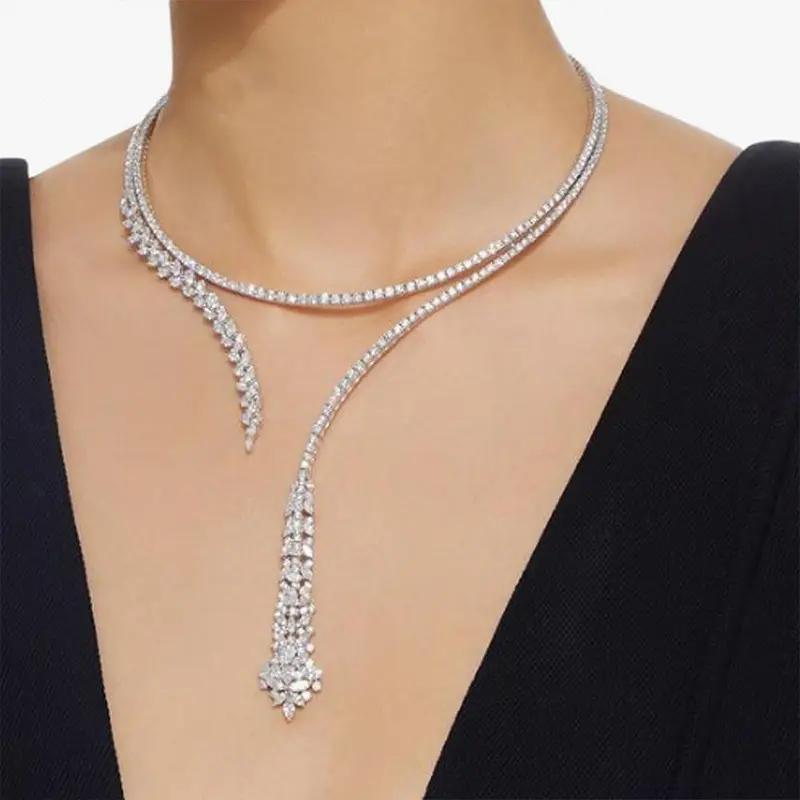 Hot Selling Micro Inlaid Zircon Pendant Collar Fashion Brand Accessories Simple Temperament collarbone Chain Women Necklace