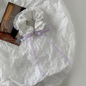 Handmade Simple Style <strong>Tartan</strong> Lace Scrunchies Cute Ballet Bow Hair Accessories for Spring and Summer Girls <strong>Headbands</strong> - Product Image 1