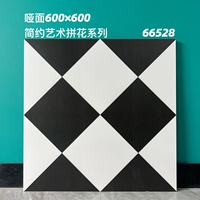 Carrelage de sol en porcelaine carré géométrique nano blanc et noir 600x600mm (24x24 pouces) de Chine, moderne et antidérapant pour l'intérieur des villas
