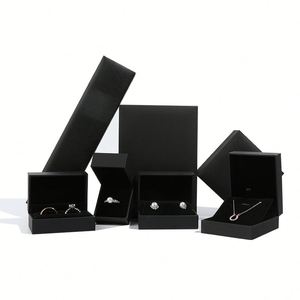 Custom <b>Black</b> Rigid Cardboard Sliding Drawer Jewelry <b>Box</b> Personalized Logo Simple Paper Gift Packaging <b>Box</b> for Ring - Product Image 1