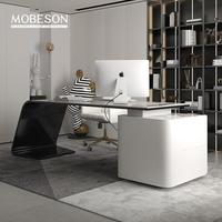 Mobilier de bureau luxueux Poste de travail Bureau de directeur en L Design moderne Boss Executive Bureau de direction