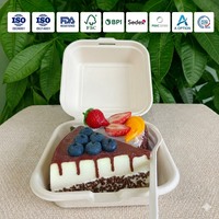 Boîte à hamburger écologique en bagasse de canne à sucre de 6 pouces |   Emballage à emporter pour hamburgers biodégradable et compostable