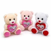 Ours en peluche espagnol Te Amo de 25 cm et 30 cm, cœur argenté métallique, animaux en peluche doux, cadeau de la Saint-Valentin pour petite amie