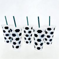 Gobelet réutilisable en plastique de 24 oz à prix réduit avec motif sur le thème du football, écologique, pour boire directement, retour à l'école