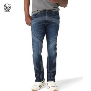 <b>Men's</b> 100% Cotton <b>Jeans</b> with Custom Logo Mid <b>Rise</b> <b>High</b> Street Style Enzyme Wash Denim Pants - Product Image 6