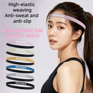 عصابة رأس مرنة مضادة للانزلاق وقابلة للتنفس مصنوعة من النايلون للرجال والنساء، مناسبة لليوغا والجيم والجري والرياضة، مع إمكانية طباعة شعار مخصص - Product Image 2