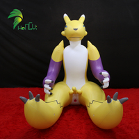 Personnage gonflable de Renamon de dessin animé de vente chaude renard assis Renamon renard jaune gonflable