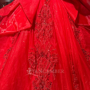Vestidos de quinceañera rojos Wx110 para niñas de 15 años, con encaje, pedrería, falda de princesa, vestido de novia Jancember - Product Image 4