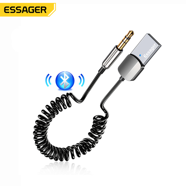 Essager Usb Blue Tooth 5.0 Audio Receiver Audio Stereo 3.5Mm Aux Music Handsfree Wireless Usb Adapter for Car Kit Pc Speaker