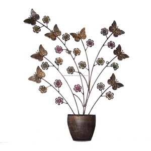 METAL LEAFS BROWN VASE SET LIVING ROOM LARGE ART - Product Image 4