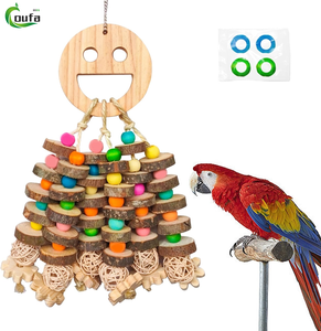 Jouets perroquet pomme multicolore blocs en bois oiseau à mâcher perroquet Cage morsure jouet grand perroquet moyen jouets - Product Image 2