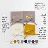 Pochette de luxe en microfibre suédée avec logo personnalisé, sac cadeau anti-poussière en velours doux avec rabat pour collier, bracelet, bague et boîte
