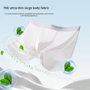 Calzoncillos bóxer de punto ultrafinos y frescos de secado rápido para hombre, de talle medio, de seda helada, 10A antibacterianos, con forro 95% algodón, ODM - Product Image 2