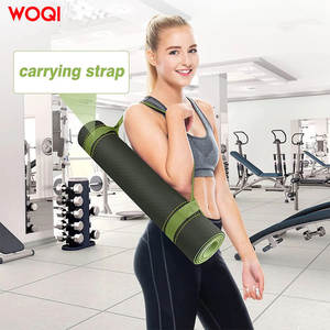 Tapis de yoga Woqi 6 mm d'épaisseur, en EVA, rectangulaire, vert herbe, avec sangle de transport, pour le fitness et le remodelage corporel - Product Image 1