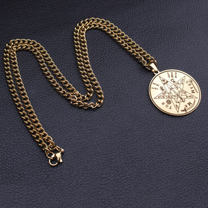 Collier vintage Wicca, pendentif tétragramme, Wahyeh, <span class=keywords><strong>pentagramme</strong></span> <span class=keywords><strong>de</strong></span> <span class=keywords><strong>Salomon</strong></span> bénit, amulette, bijoux en acier inoxydable - Product Image 4