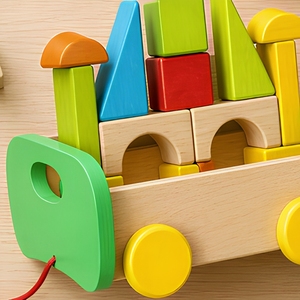 Juego <span class=keywords><strong>de</strong></span> Bloques <span class=keywords><strong>de</strong></span> <span class=keywords><strong>Madera</strong></span> para Arrastrar, Carro <span class=keywords><strong>de</strong></span> Clasificación <span class=keywords><strong>de</strong></span> Formas Montessori, Juguete Educativo para Niños Pequeños - Product Image 4