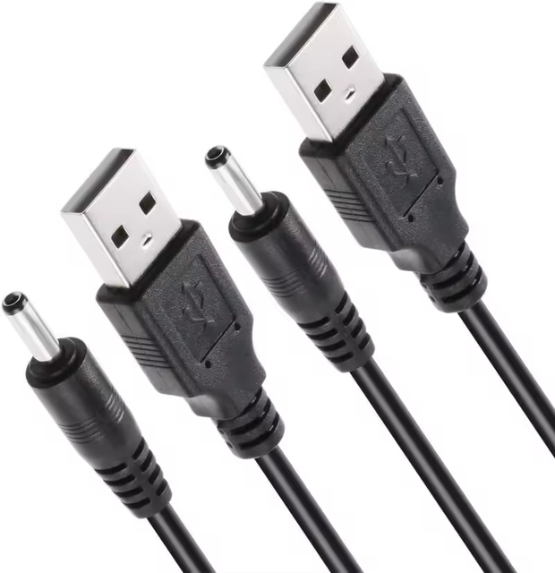 CHXDEV USB to DC 5V Power Cable 5.5x2.1mm 3.5x1.35mm Plug Adapter for LED Camera Router Fan Speaker White Black 0.3M to 1M 1A 2A