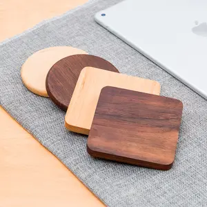 वर्ग परिपत्र आकार अनुकूलन लोगो थोक कॉफी लकड़ी की ट्रे ठोस प्राकृतिक लकड़ी Coasters