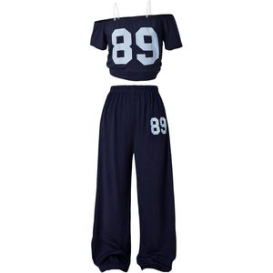 FOXA Girl's 2 Piece Summer Outfit Short Sleeve off Shoulder Jersey <b>Top</b> and Sweatpants Set Breathable Knitted Sporty Style - Product Image 1
