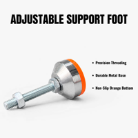 Pieds de nivellement robustes en acier au carbone D50*M10*L60/L80 avec patin en caoutchouc jaune, pied de support de machine M10 antidérapant et antivibrations