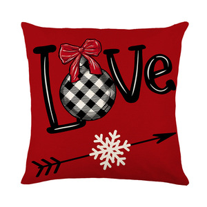 45*45cm Hello Winter Love Letter Gnome Funda de almohada de lino Funda de cojín de Navidad Funda de cojín de sofá para el hogar - Product Image 5