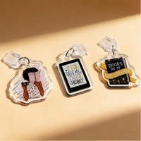 Pendentif anti-poussière personnalisé avec motif littéraire mignon, impression double face, breloque de téléphone en acrylique, bouchon anti-poussière pour cadeaux