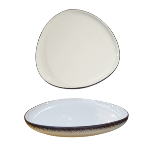 Assiette plate en porcelaine WAVE LINE 23x22cm blanche - Product Image 1