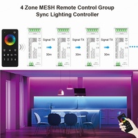 Tira de Luces LED RGB Aipin C213 Mesh Group Sync 2.4G WiFi Multizona, 4 Controles Remotos, 15A DC12-24V IP20 30m, Control por Aplicación, 360W, CE/FCC/ROHS
