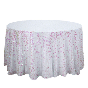 Mantel redondo navideño poliéster bordado lentejuelas iridiscente cubierta <span class=keywords><strong>de</strong></span> mesa <span class=keywords><strong>de</strong></span> fiesta - Product Image 6