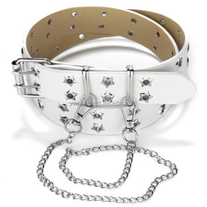 Cinturón <span class=keywords><strong>de</strong></span> piel sintética con estrella hueca Punk para mujer y niña, correa <span class=keywords><strong>de</strong></span> hebilla <span class=keywords><strong>de</strong></span> Metal, doble fila, cinco <span class=keywords><strong>puntas</strong></span> - Product Image 3