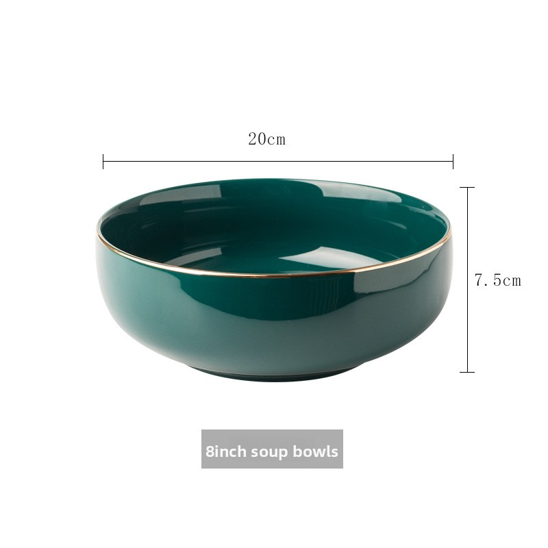 Tazón de sopa verde pavo real de 8 pulgadas