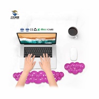 Tapis de souris en gel de silicone transparent en forme de raisin de dessin animé, rose rouge, avec repose-poignet, petit tapis de clavier pour la maison et le bureau