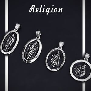 Collar de Cadena con Colgante de Moneda Dorada de la Virgen María, Joyería Religiosa Cristiana, Acero Inoxidable, Directo de Fábrica - Product Image 4