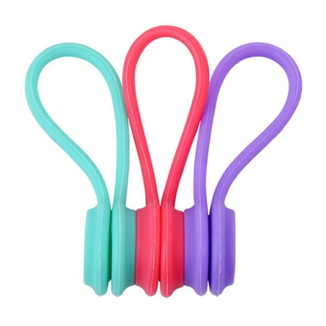 Magnetic Multifunctional Silicone Cable Clips Organizer M Size 6 Pieces Reusable Anti-Loss for Car/Desk/Storage Cable Management