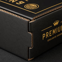 Boîte d'expédition en carton ondulé noir mat personnalisée, emballage recyclable pour l'e-commerce, vêtements, abonnement, cadeau, avec logo