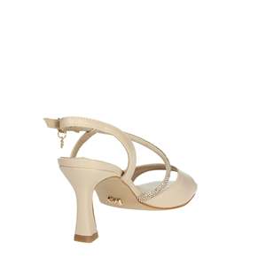 Sandalias de Tacón para Mujer Miabelle MB140 Color Crema con Punta Cuadrada y Correa en el Tobillo, Zapatos para Boda - Product Image 3