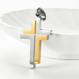 Pendentif croix unique en acier inoxydable pour collier, chaîne, breloques, amulettes religieuses chrétiennes, fabrication de bijoux DIY pour hommes et femmes - Product Image 1