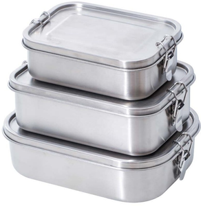 New Design American Airtight Stainless Steel Food Storage Container Metal Lunch Box 800ml Silicone Seal Ring 304 Bento Lunch Box